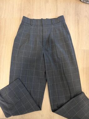 Uniqlo Grey Plaid Wide-Leg Trousers - S